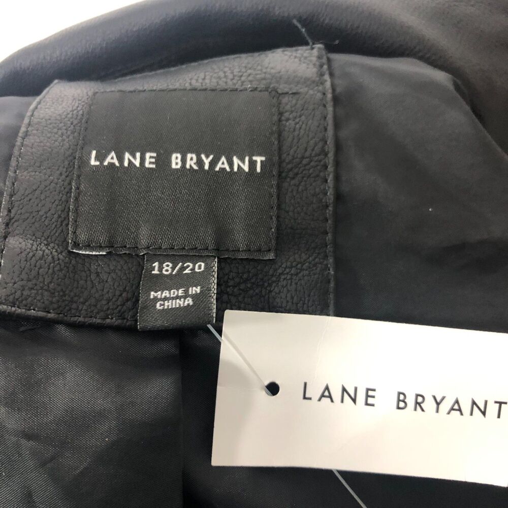 NWT Lane Bryant Women's 18/20 Faux Leather Moto Jacket Zip Front Black Long Slv - Picture 6 of 7
